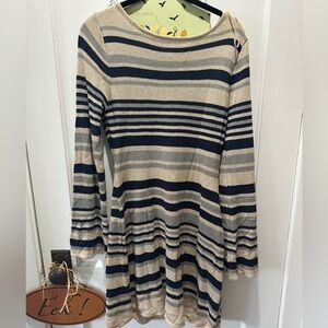 Le Lis Beige and Navy Knit Mini Dress